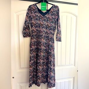 Pact Organic Cotton Floral 3/4 Sleeve Dress L